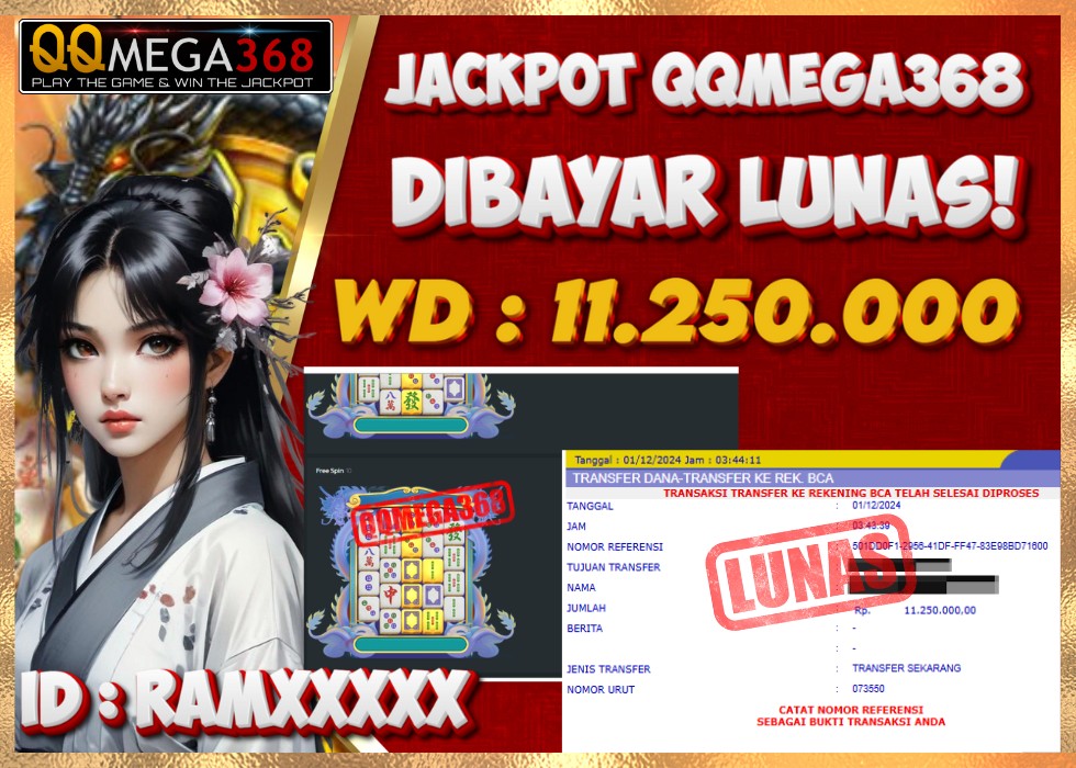 QQMEGA368 JACKPOT Rp 11.250.000 - LUNAS!!!
