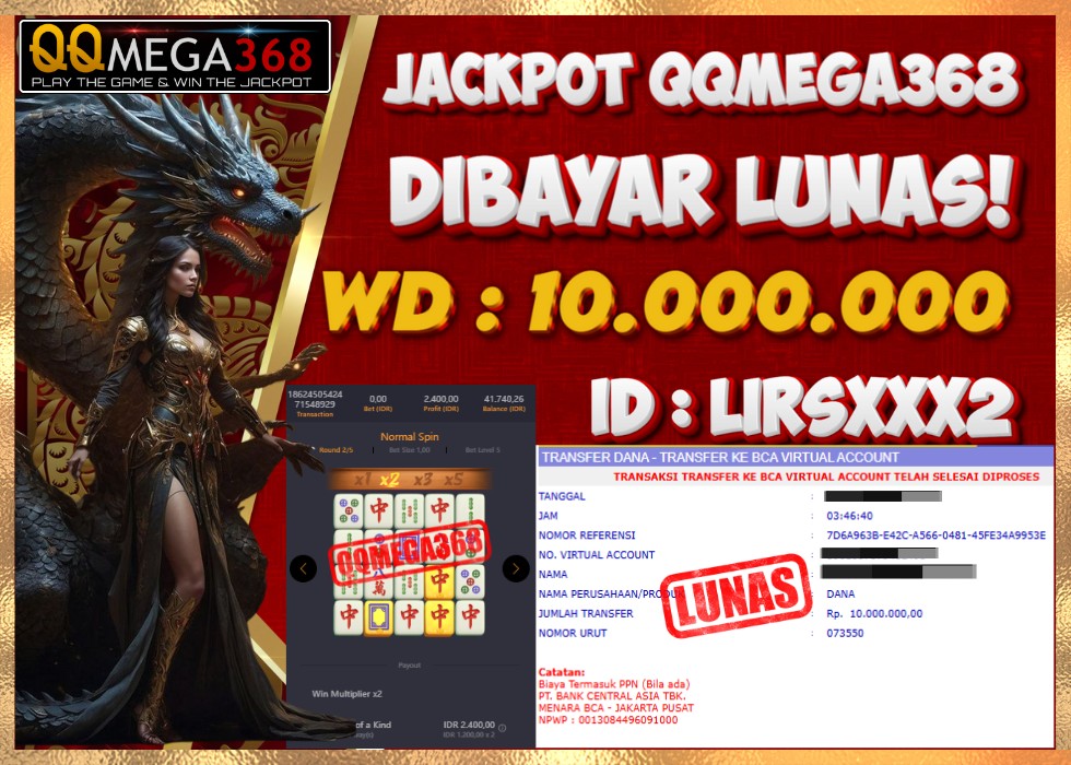 QQMEGA368 JACKPOT Rp 10.000.000 - LUNAS!!!