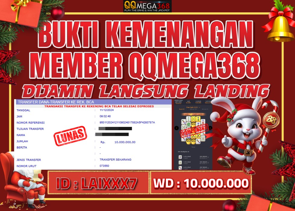 QQMEGA368 JACKPOT Rp 10.000.000 - LUNAS!!!