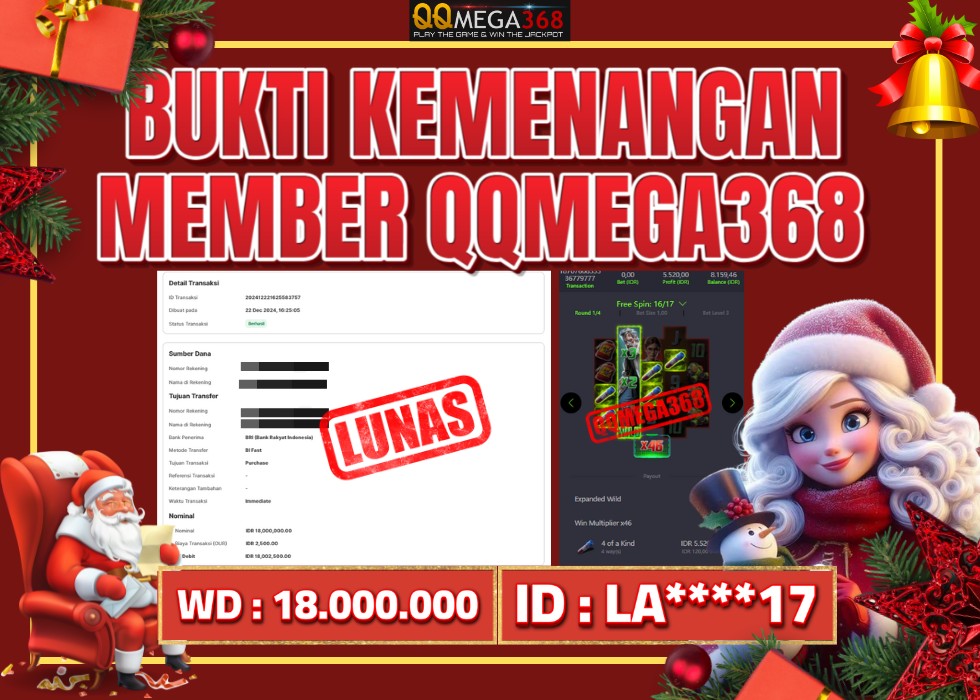 QQMEGA368 JACKPOT Rp 18.000.000 - LUNAS!!!