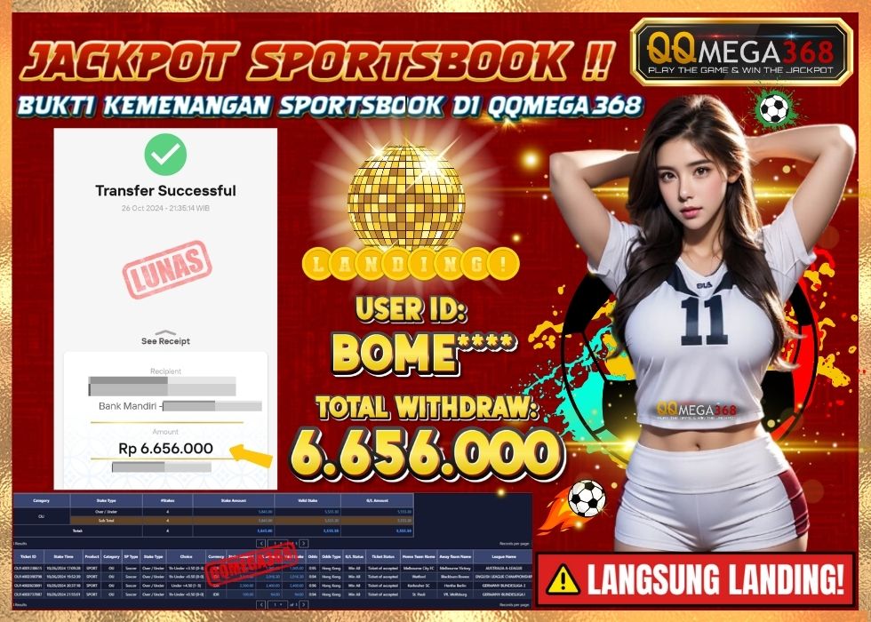 QQMEGA368 JACKPOT Rp 6.656.000 - LUNAS!!!