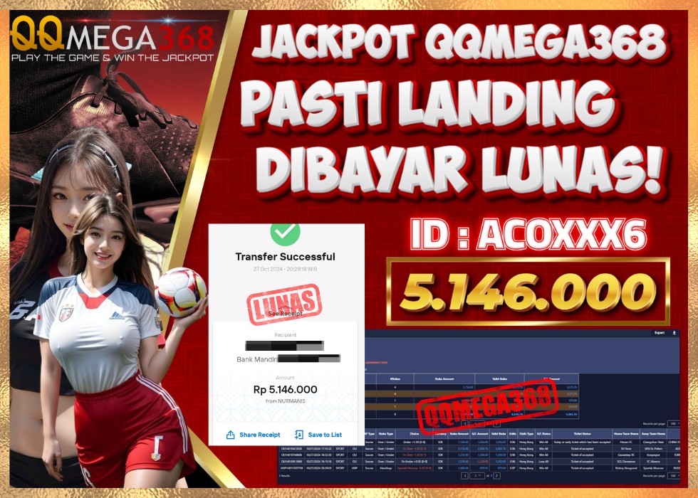 QQMEGA368 JACKPOT Rp 5.146.000 - LUNAS!!!