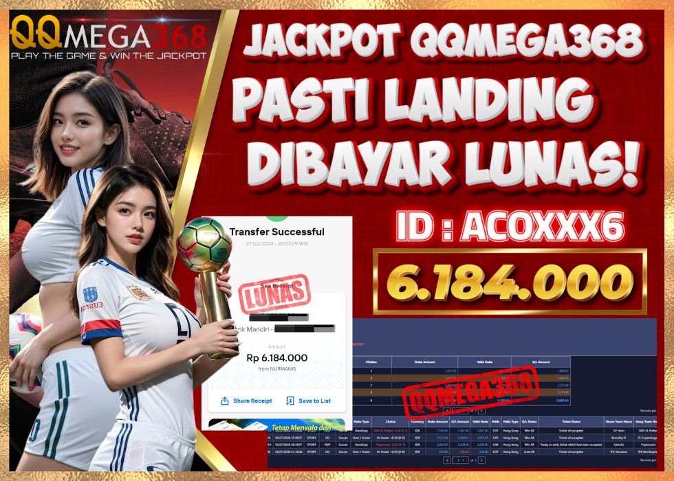 QQMEGA368 JACKPOT Rp 6.184.000 - LUNAS!!!