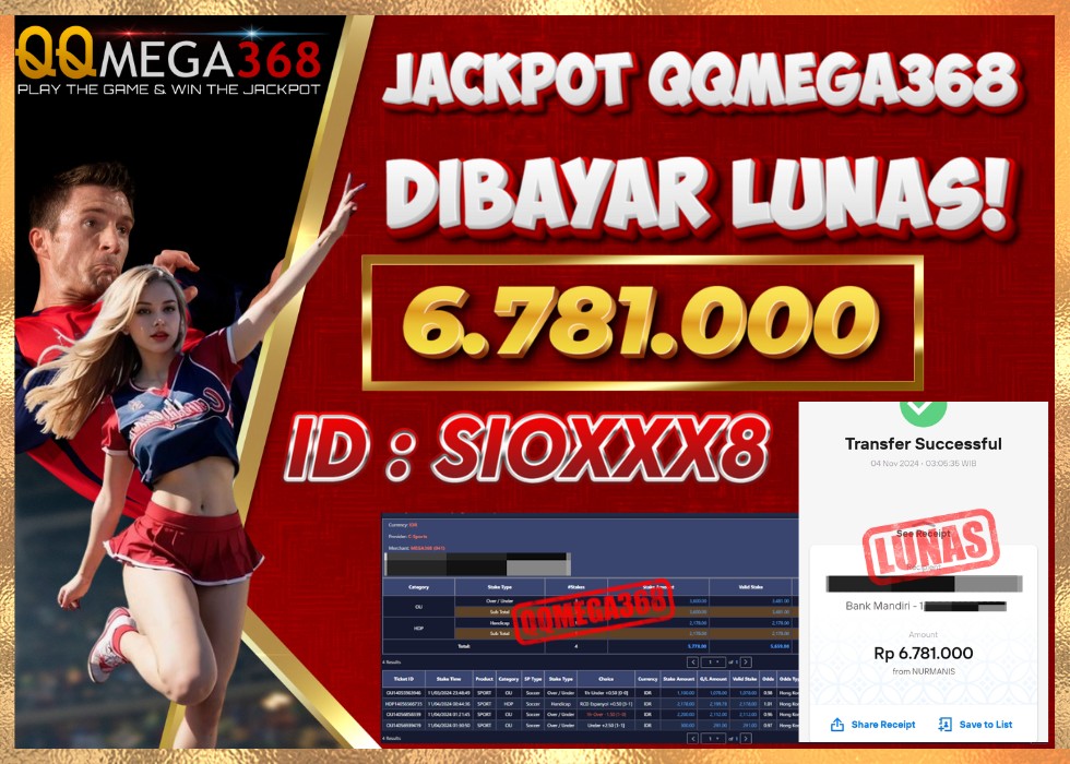 QQMEGA368 JACKPOT Rp 6.781.000 - LUNAS!!!