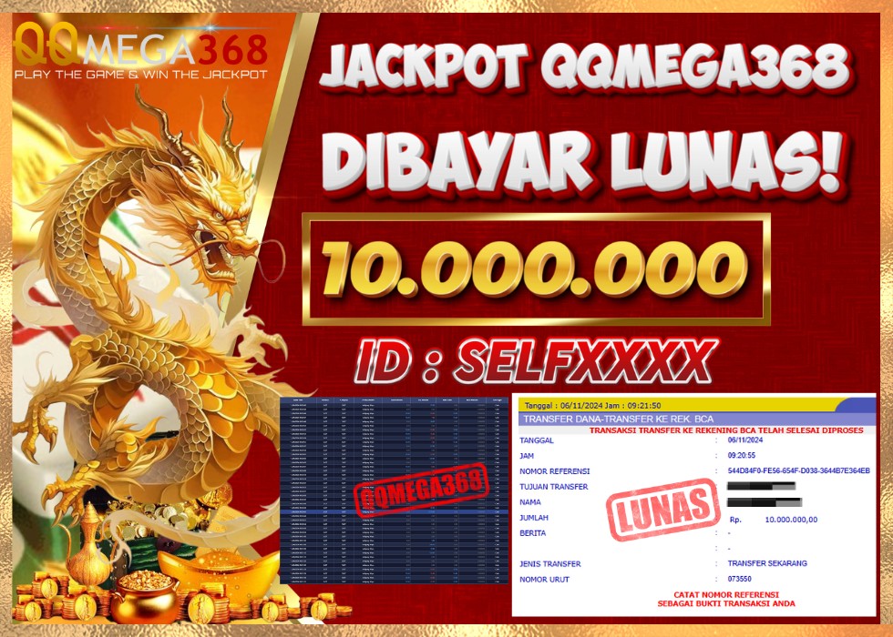 QQMEGA368 JACKPOT Rp 10.000.000 - LUNAS!!!