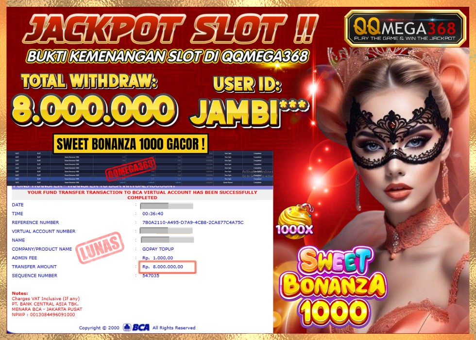 QQMEGA368 JACKPOT Rp 8.000.000 - LUNAS!!!